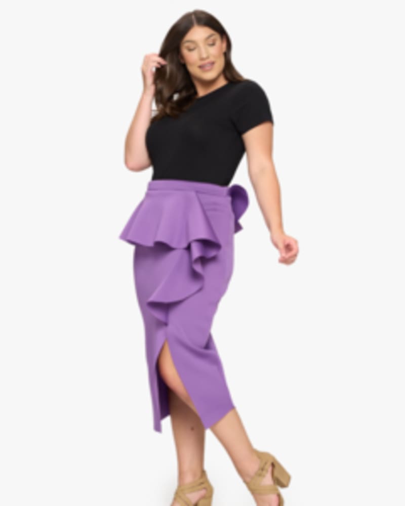 Floral neoprene cheap midi skirt